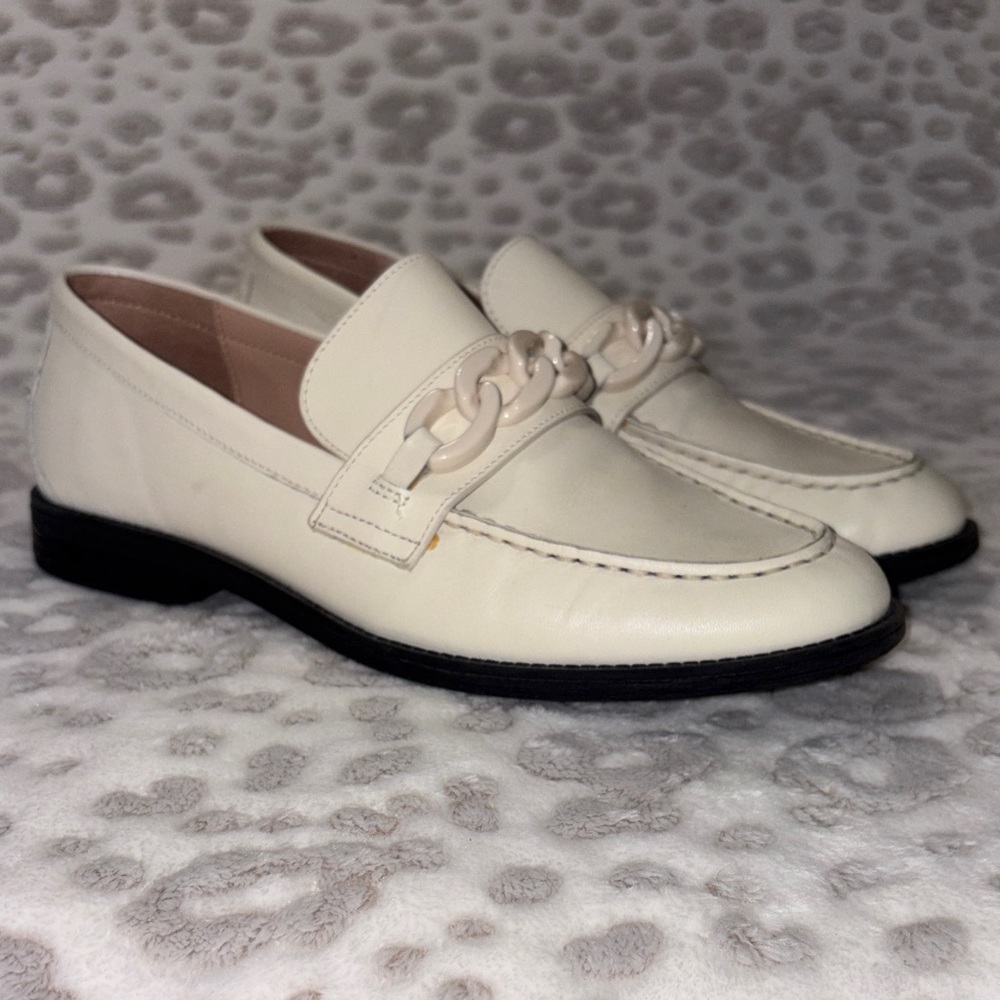 Cole Haan Cream Loafers with Chain Detail
